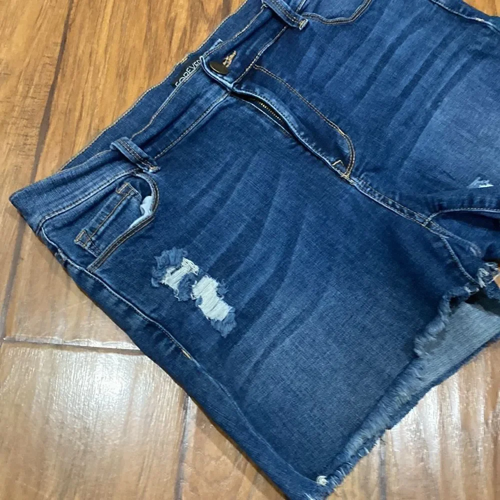 Forever 21 Plus Distressed Stretch Denim Shorts Cut offs